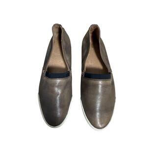 Frye Melanie Slip On Shoes Womens Gray Leather Elastic Gore Casual Comfort Flats